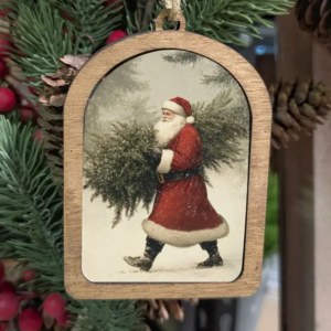Canvas Arch Ornament Santa with Tree