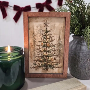 4x6 Wood Block Sign Art- Primitive Christmas Tree