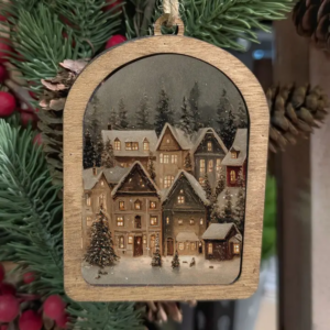 Canvas Arch Ornament Snowy Christmas Village