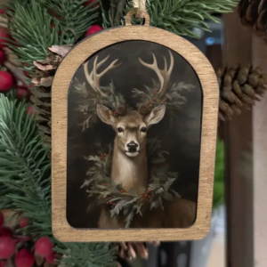 Canvas Arch Ornament Wreath Deer