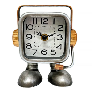 Sliver Robot Reporter Table Clock