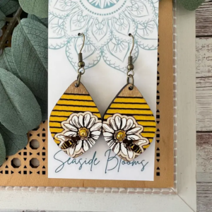 Boho Hand Painted Lightweight Maple Wood Earrings