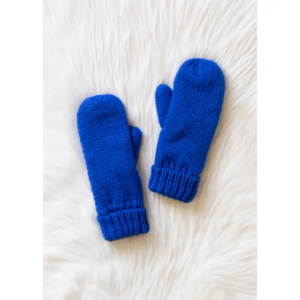 Royal Blue Cuffed Knit Mittens
