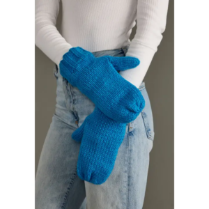Blue Knit Mittens