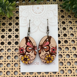 Butterfly Hand Painted Lightweight Maple Wood Earrings