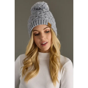 Gray Knit Pom Hat