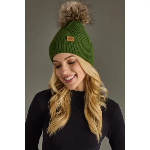 Green Decorative Knit Pom Hat