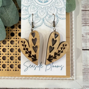 Boho Heart Lightweight Maple Wood Earring