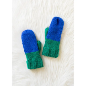 Blue & Green Color Block Knit Mittens