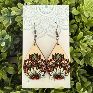 Boho Hand Painted Lightweight Maple Wood Sunflower Earring