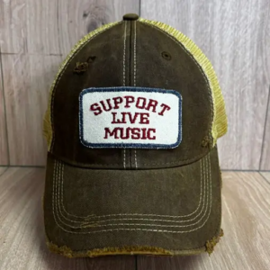 Support Live Music Distressed Trucker Hat